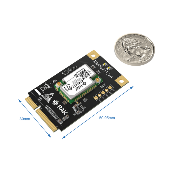 RAK19713 Mini PCIe Module for LoRa® |  LoRaWAN® Mini PCIe module for Linux gateways, CM4 carrier boards, and industrial PCs | RAK19713