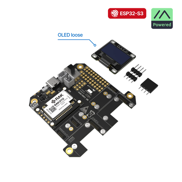 WisMesh RAK3312 Starter Kit | Modular WisBlock LoRa mesh kit with ESP32-S3 core, pre-flashed Meshtastic firmware, and antenna for off-grid communication | RAK10725