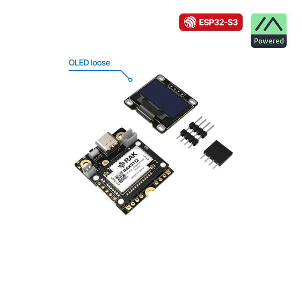 WisMesh RAK3312 Starter Kit | Modular WisBlock LoRa mesh kit with ESP32-S3 core, pre-flashed Meshtastic firmware, and antenna for off-grid communication | RAK10725