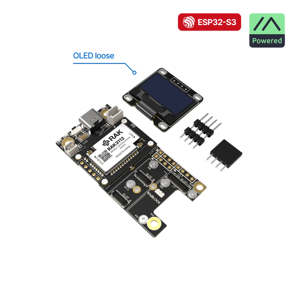 WisMesh RAK3312 Starter Kit | Modular WisBlock LoRa mesh kit with ESP32-S3 core, pre-flashed Meshtastic firmware, and antenna for off-grid communication | RAK10725