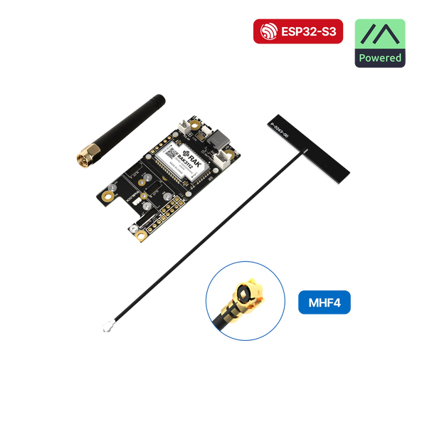 WisMesh RAK3312 Starter Kit | Modular WisBlock LoRa mesh kit with ESP32-S3 core, pre-flashed Meshtastic firmware, and antenna for off-grid communication | RAK10725